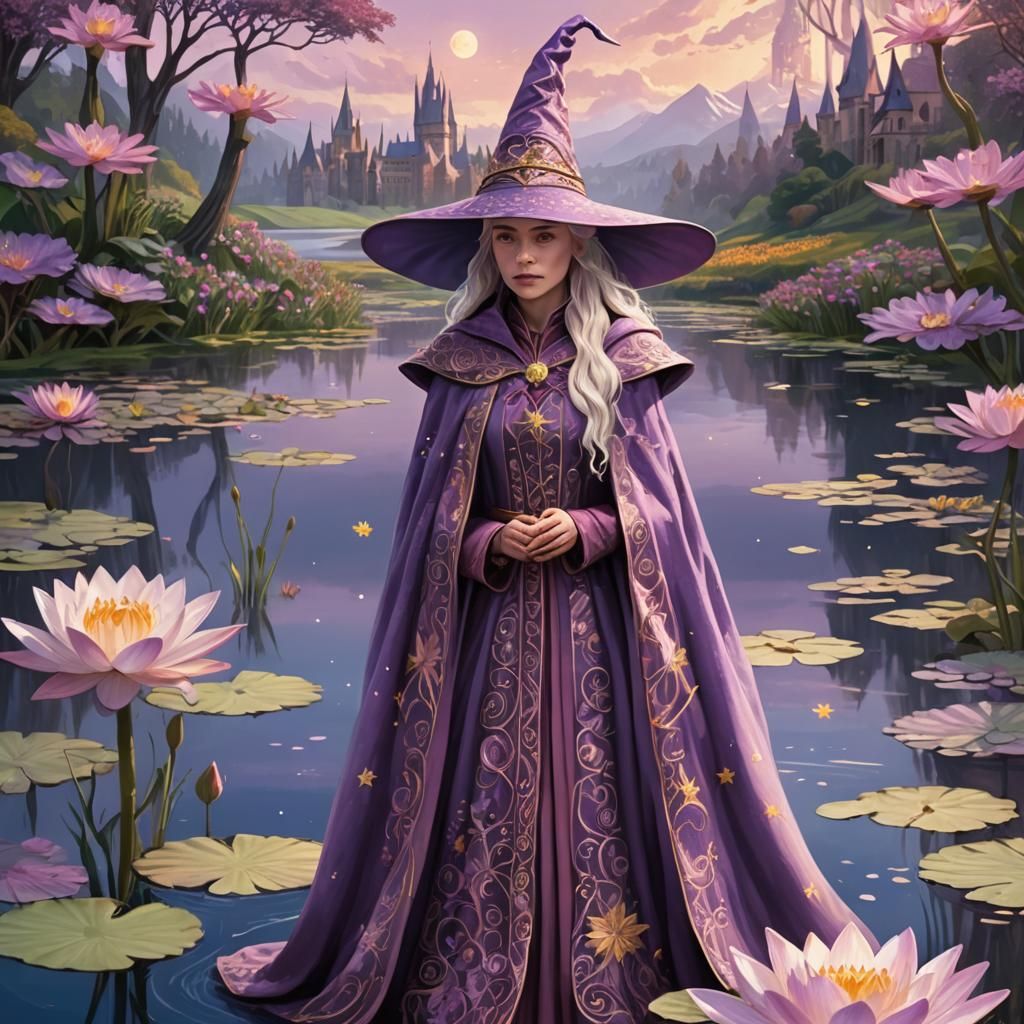 🧙‍♀️🌸Witch with waterlilies🌸🧙‍♀️  by @Pyewacket