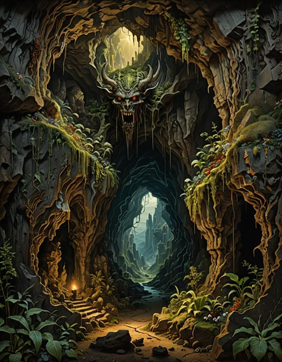 a demon appears in a cave - AI Generated Artwork - NightCafe Creator