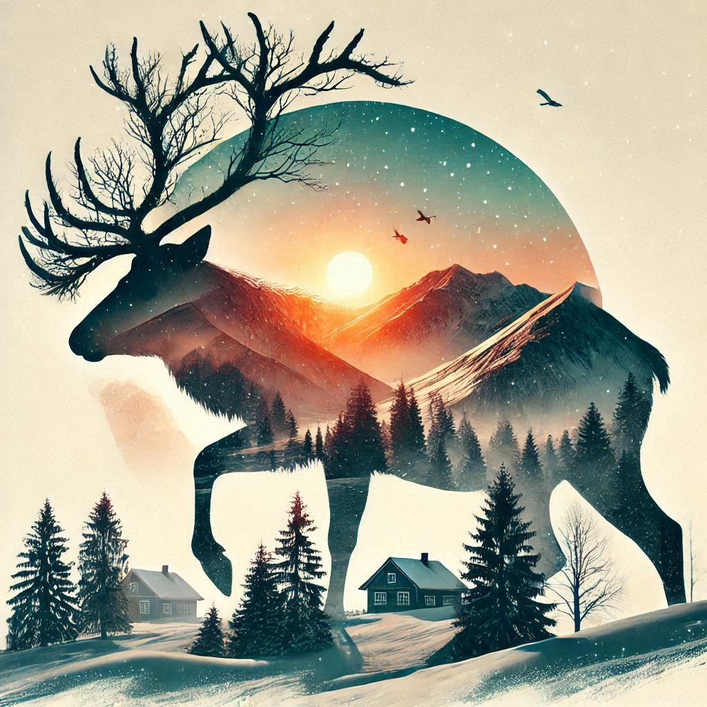 double exposure beautiful fantasy DALL-E 3 portrait landscape..