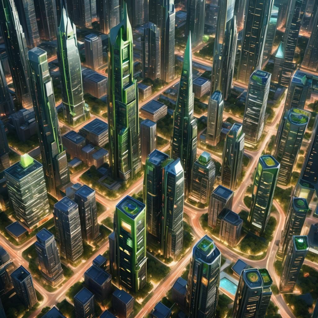 Futuristic Cityscape: Innovative High-Rise Towers in Concept...