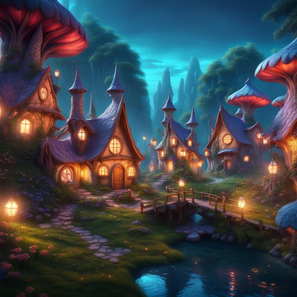 Fairy village - AI Generated Artwork - NightCafe Creator