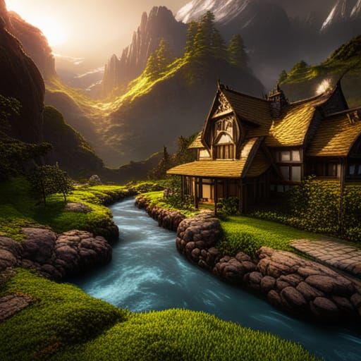 Fantasy landscape in spring  by @HolographicHearted