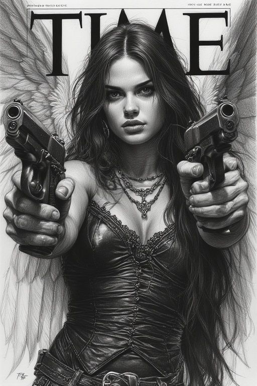 TIME MAGAZINE COVER OF A GOTHIC FEMALE ANGEL HOLDING TWO BER...