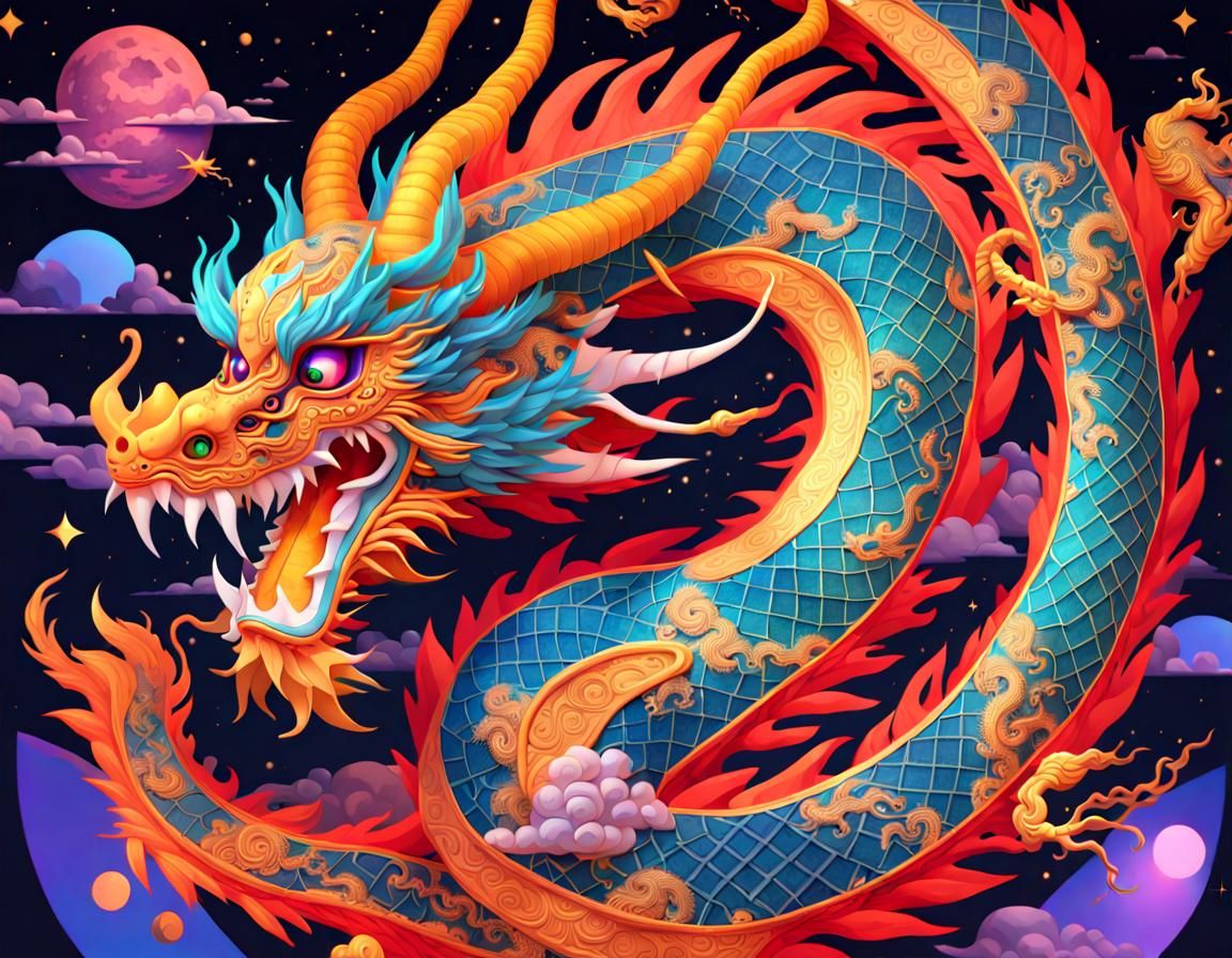 Colorful Chinese Dragon - Ai Generated Artwork - Nightcafe Creator