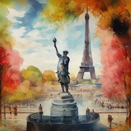 Paris Eiffel tower <lora:WatercolorSD15ver2:1.3>