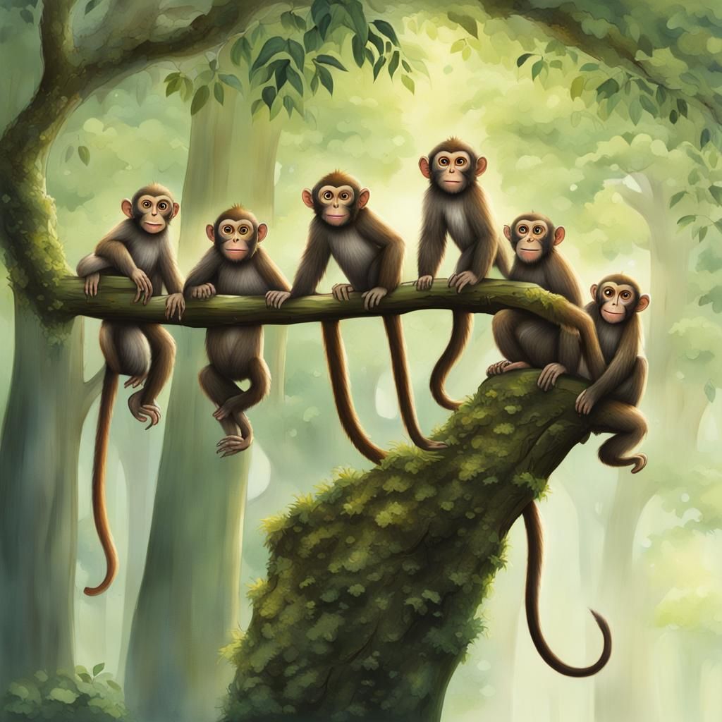 Monkeys in a Forest: A Professional Photograph