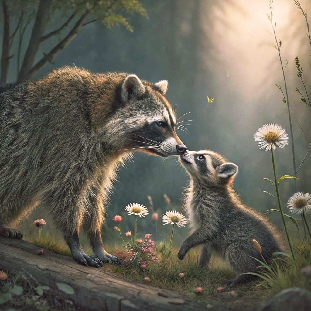 Mammy Racoon and Cub