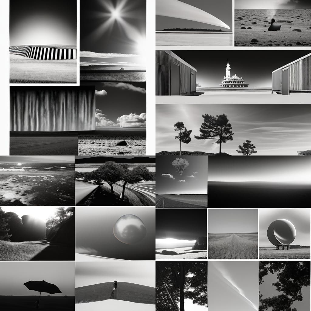 hazy surreal black & white lofi image collage