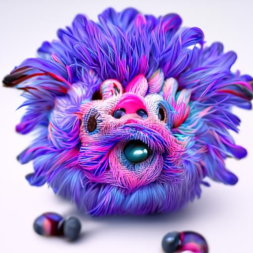 pompom creature 8K 3D hyperrealism trending on Artstation