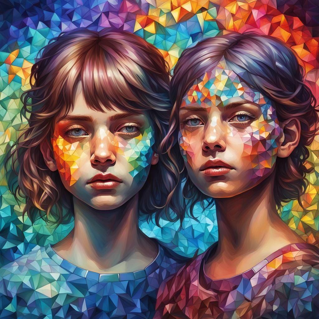 Portrait of children. hyperdetailed contrasting colors detai...