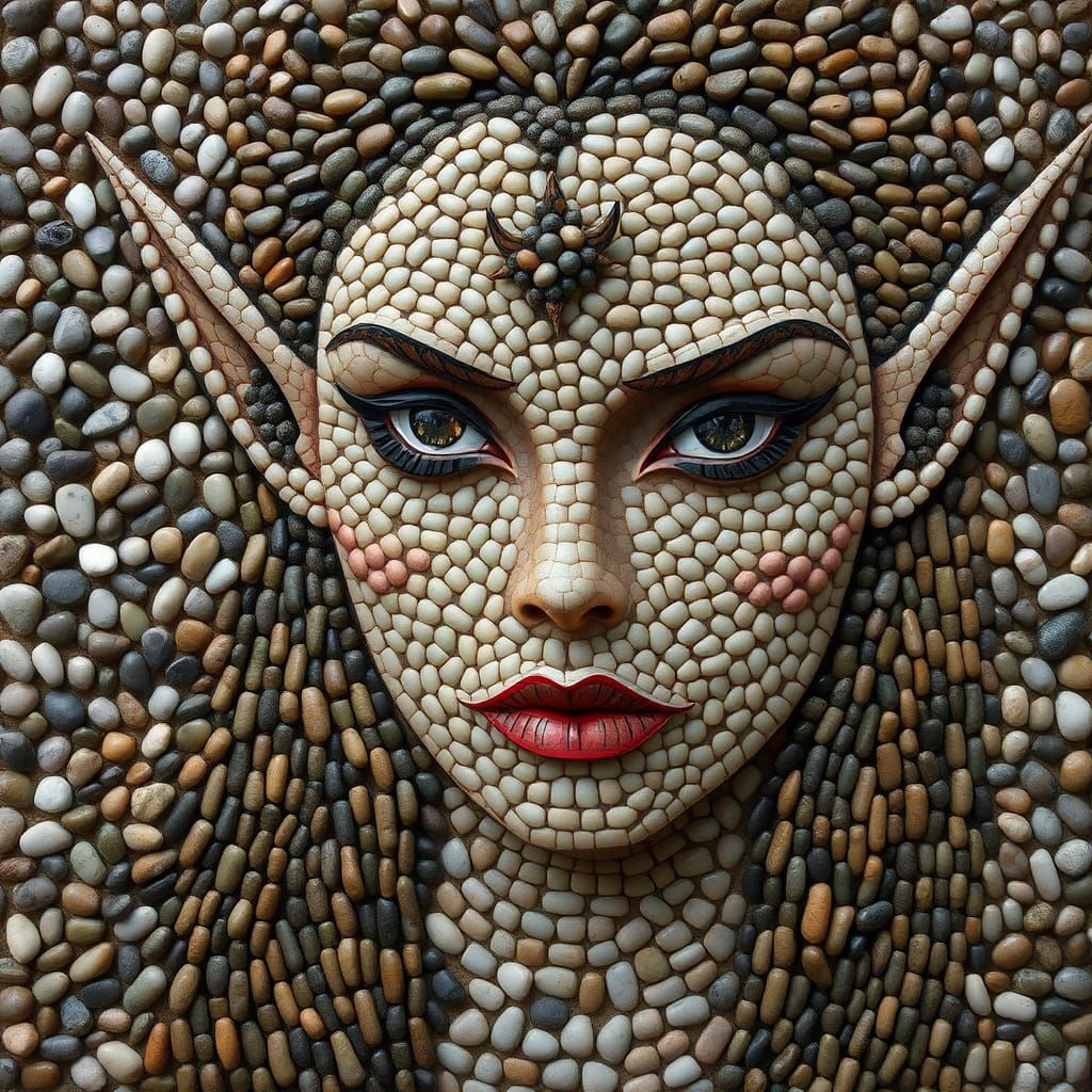 Pebble Art Elf Portrait