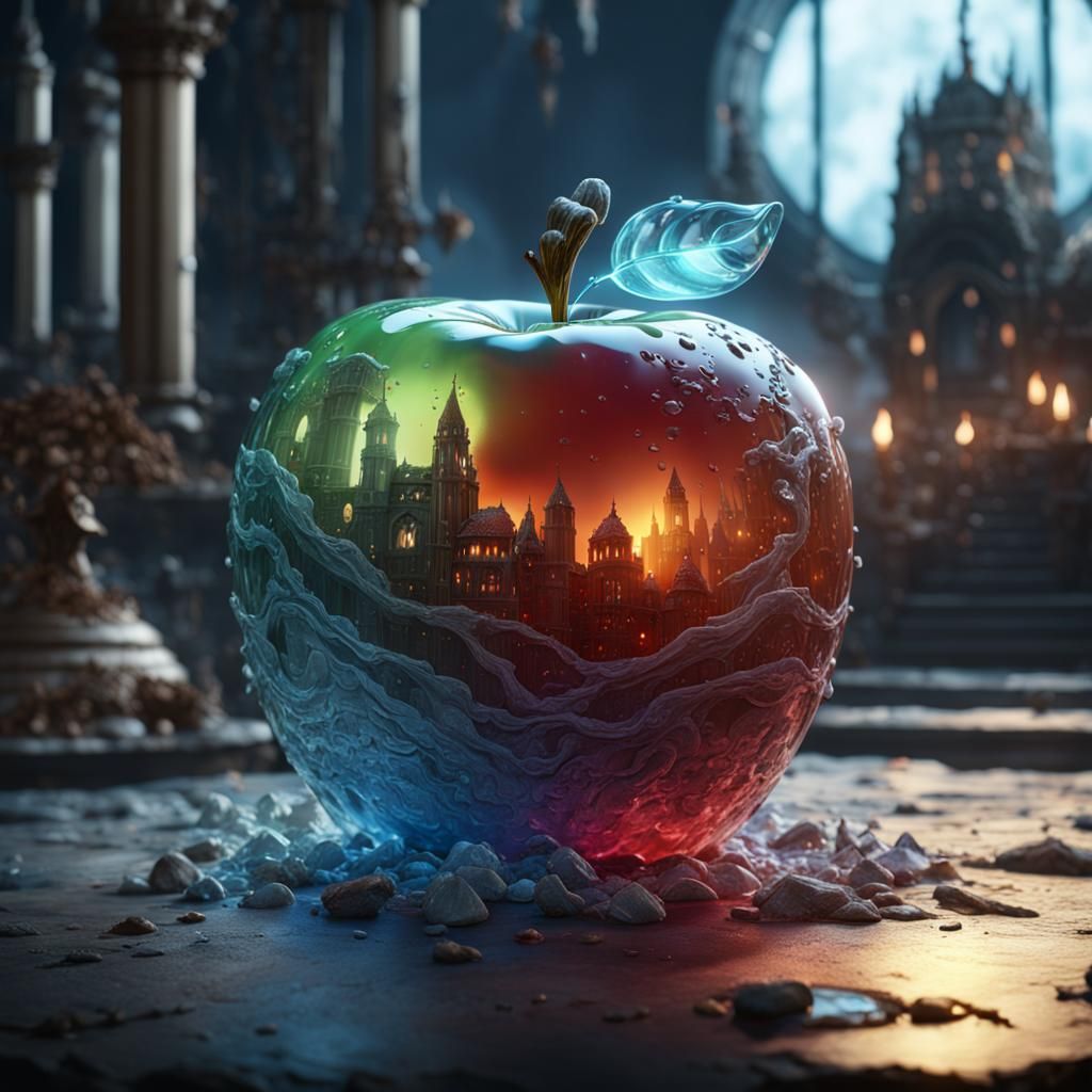 Detailed Apple made of Glass  by @Mr_Rov