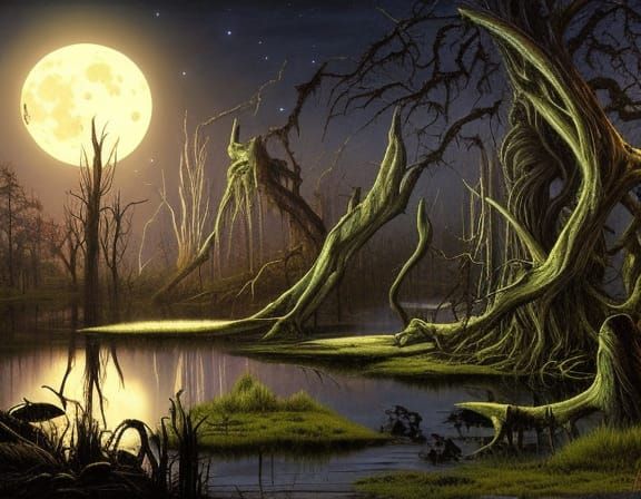 haunted swamp - AI Generated Artwork - NightCafe Creator