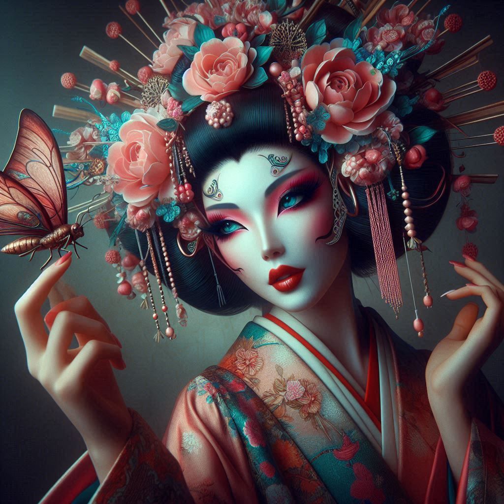 double exposure beautiful fantasy DALL-E 3 portrait landscape..