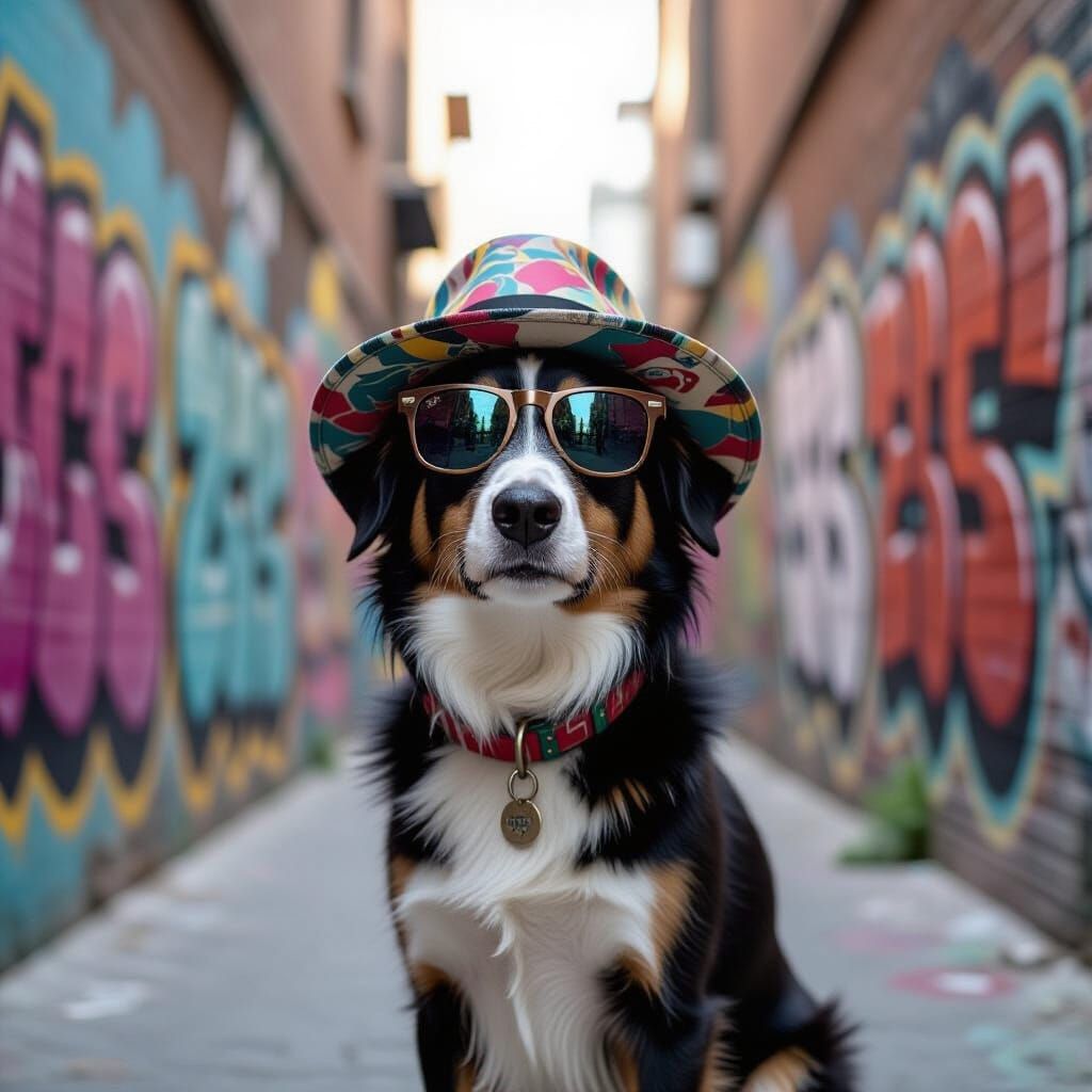 Graffiti Dog in Urban Alleyway Street Art