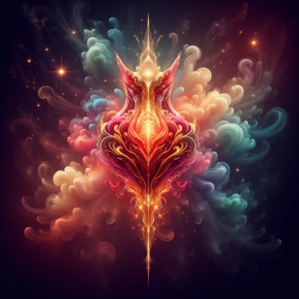 Cosmic Amulet Floating in Starry Sky