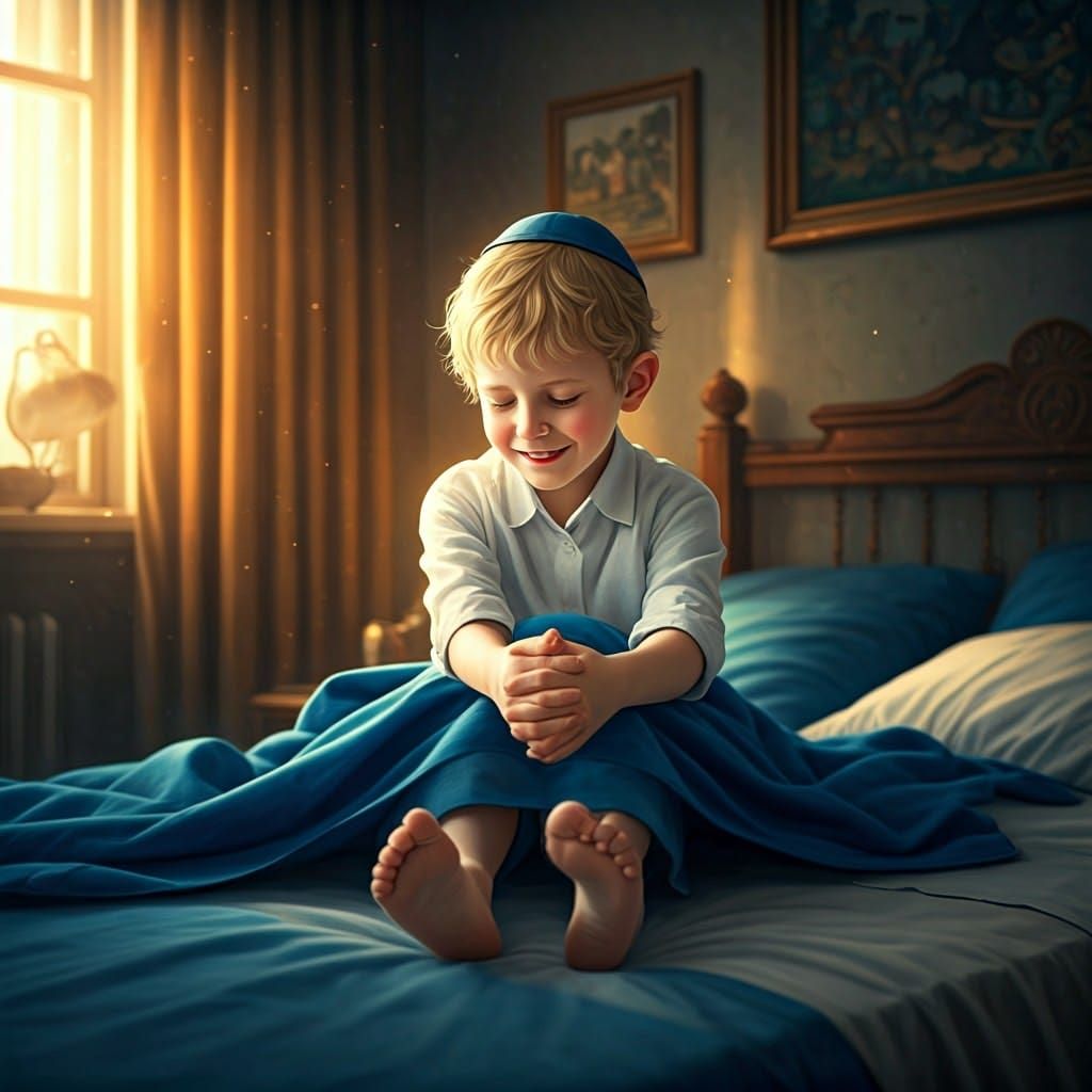 Joyful Morning Reflection in Vibrant Fantasy Realism