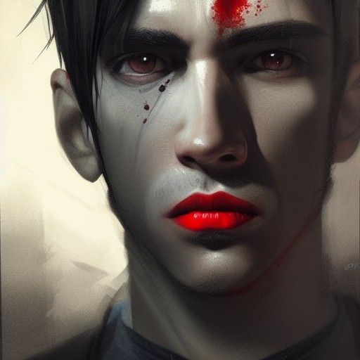 A hyper realistic portrait of a young man with short black h...