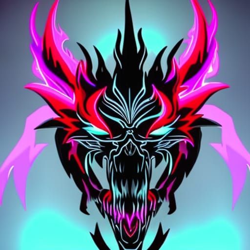 Flaming dragon skull pink black red 22 - AI Generated Artwork ...