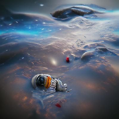lonely astronaut floating in space