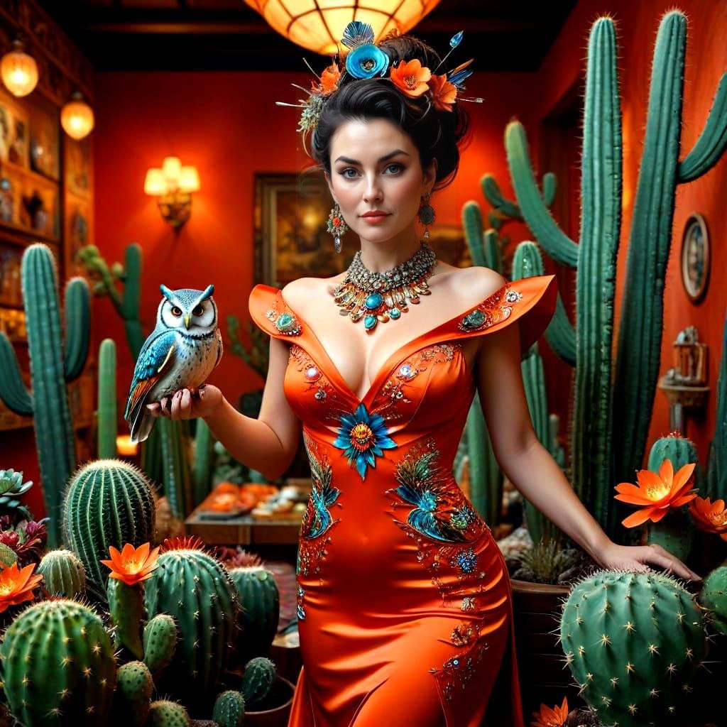 Surreal Portrait of a Happy Woman in Exotic Attire