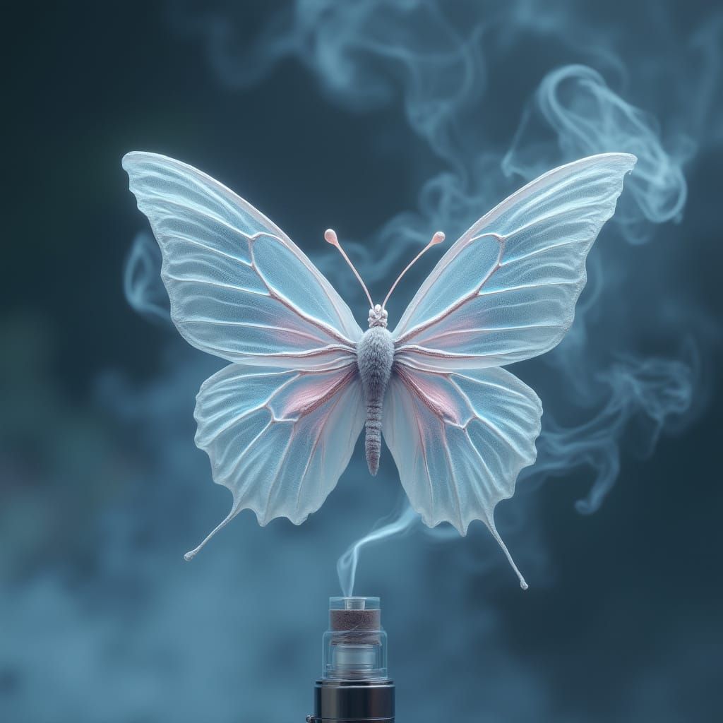 Ethereal Vape Smoke Transforms into a Delicate Butterfly in ...