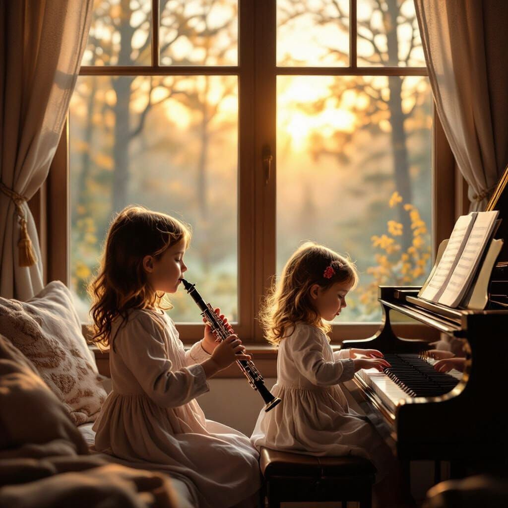 Two sisters playing music.  by @Trine SA