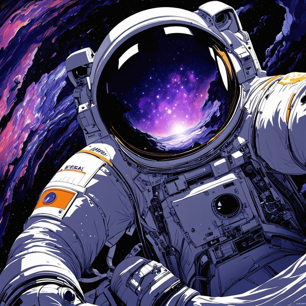 Astronaut in Cosmic Splendor: Vibrant Digital Art