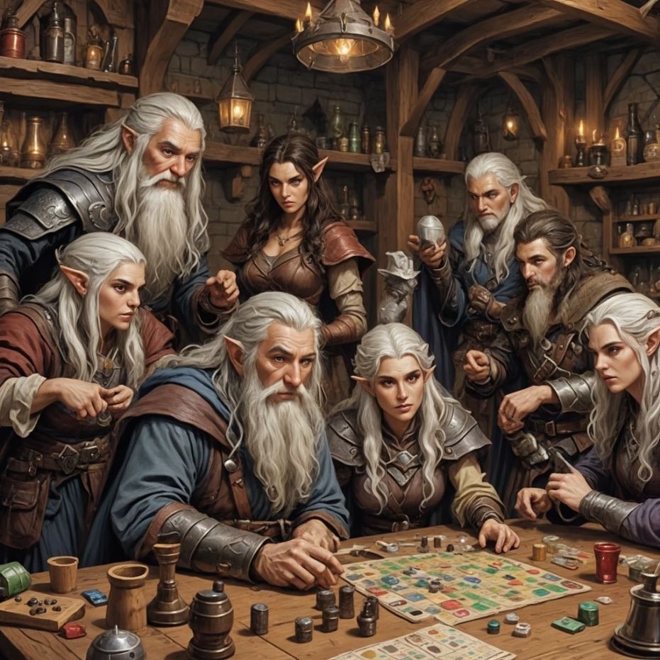 Dungeons & Dragons characters playing a board game