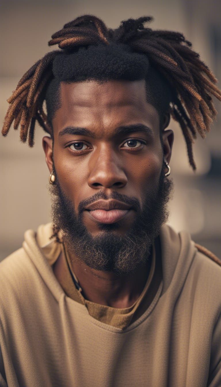 A 21-year-old black man named Géovanny Ngueyep with earrings, AirPods ...