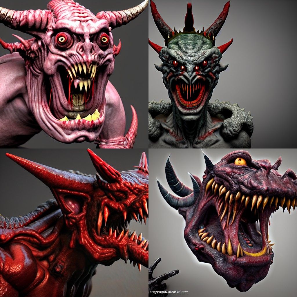 Grogon, demon, king, lord, portrait, horror, blood, gnashing...