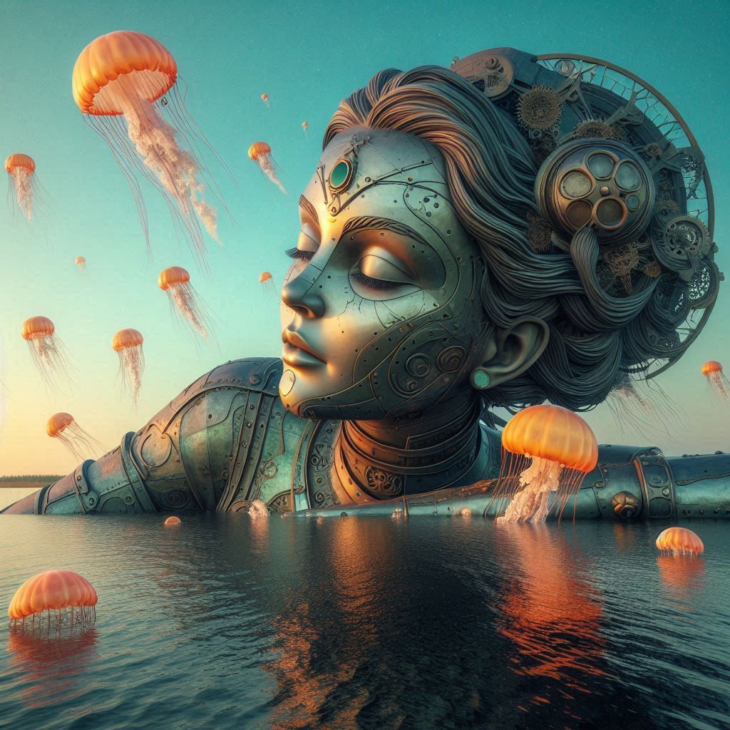 Marine steampunk statue