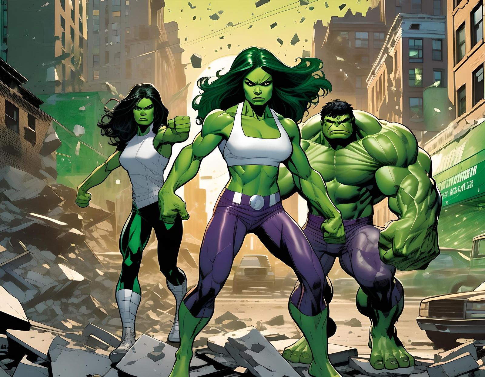 A depiction of She-Hulks standing alongside Hulk - AI Generated Artwork ...