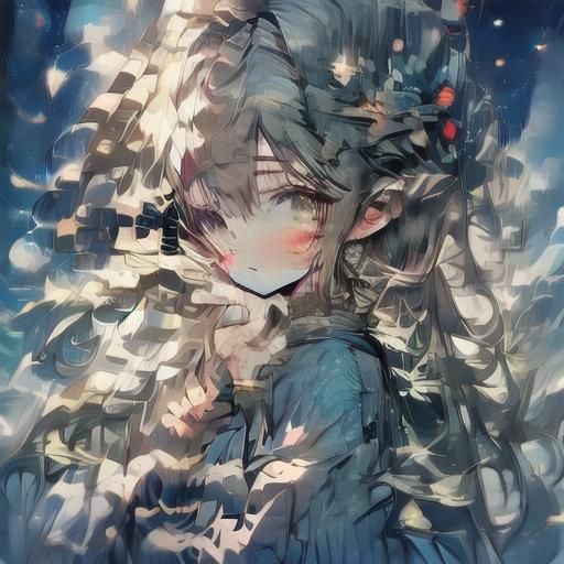 Woman Gazing at Constellations in Anime Style