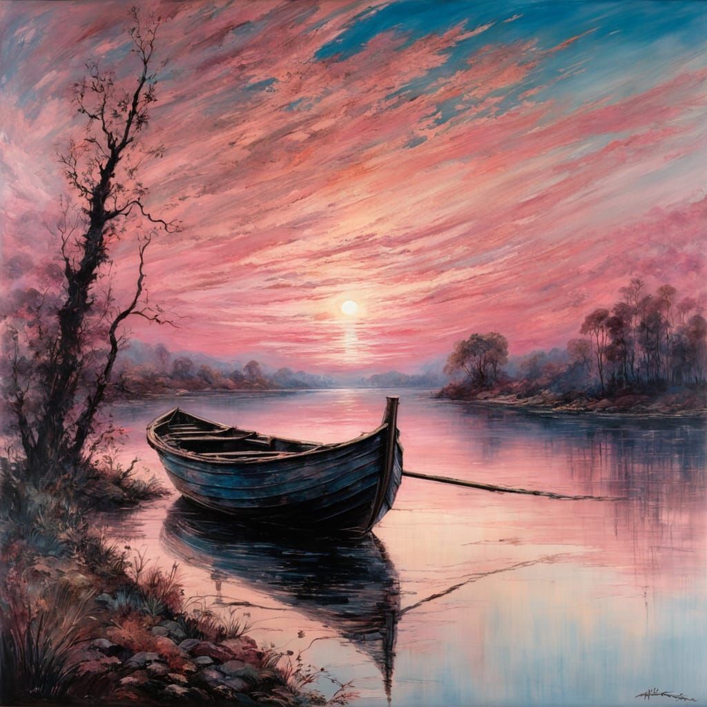 Sunset over a quiet lake  by @Gokiburi