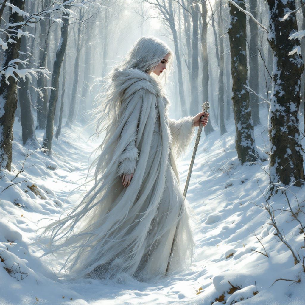 White witch in white snow
