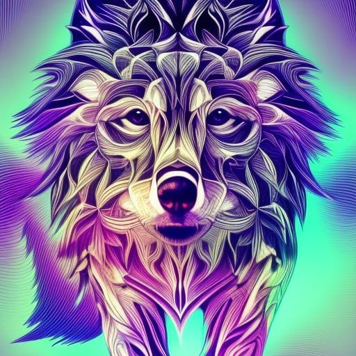 Rainbow wolf! - AI Generated Artwork - NightCafe Creator