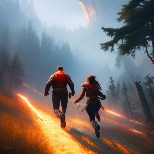 Running together ; head and shoulders portrait, 8k resolution concept art portrait by Greg Rutkowski, ...  by @astar