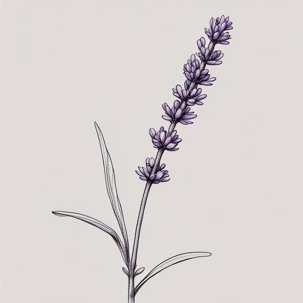 Minimalist sketch of a flowering lavender stalk - AI Generated Artwork ...