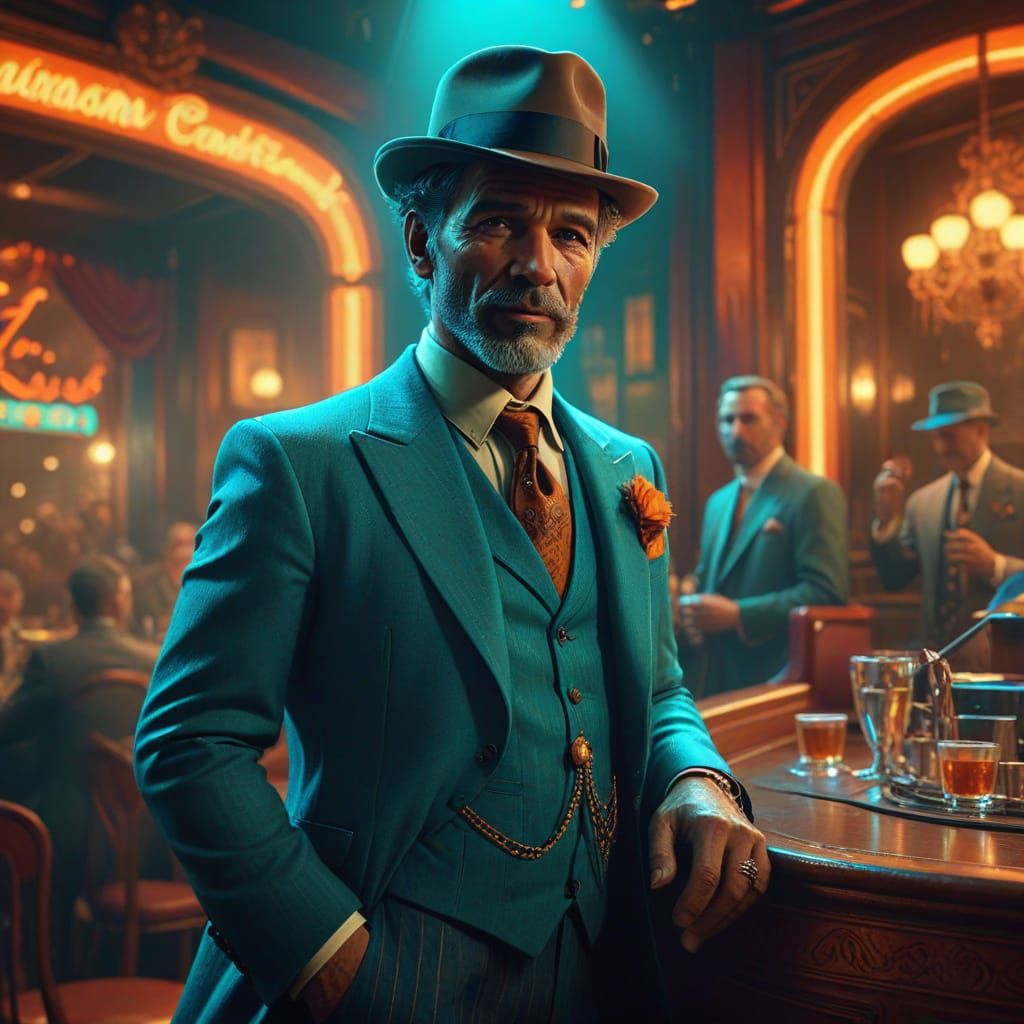 old time 20's singer of a jazz club crowded  by @aradama