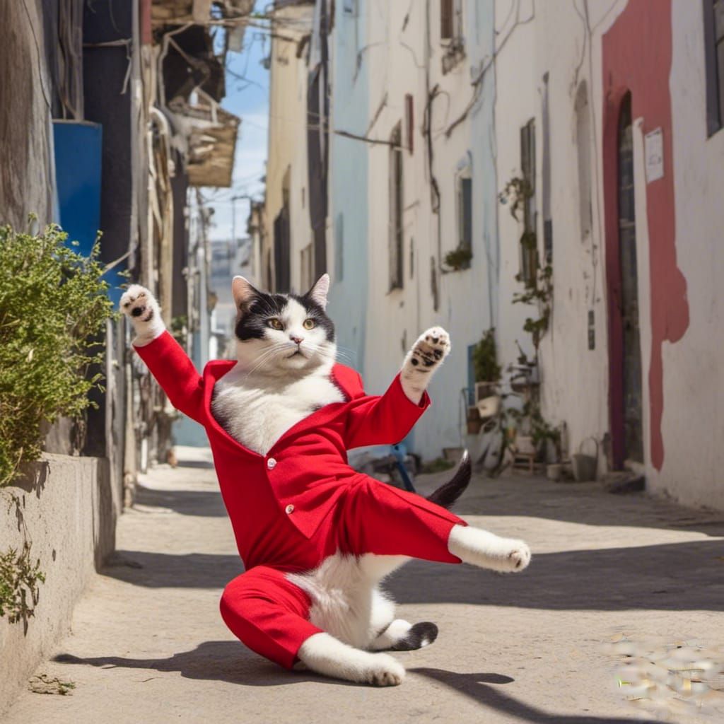 <lora:CC:1.0> The scene captures cat leaping gracefully thro...