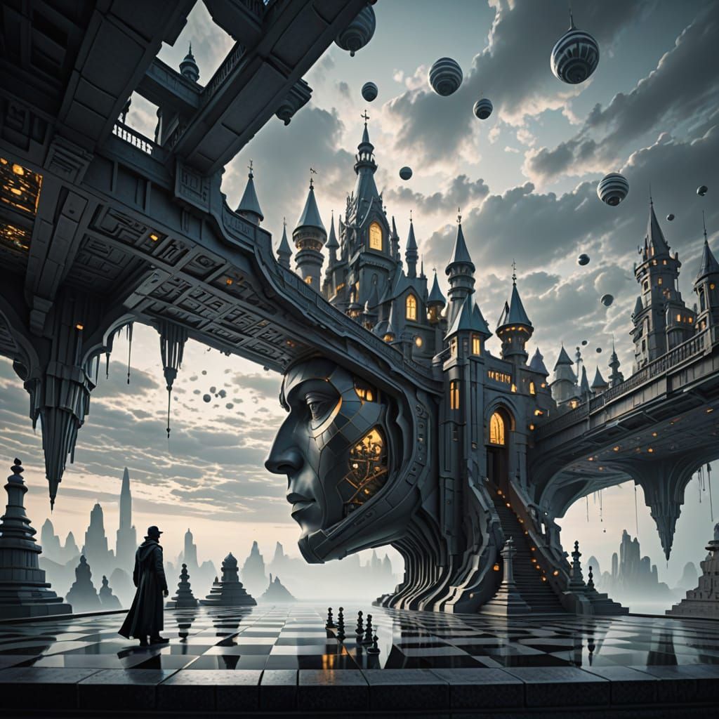 Surreal bridges  Gray  bridge gaps with   Unusual Chess Boards Puzzle Art Games Uncanny Valley,MC Escher ...  by @Laeaurra  Flamehawk