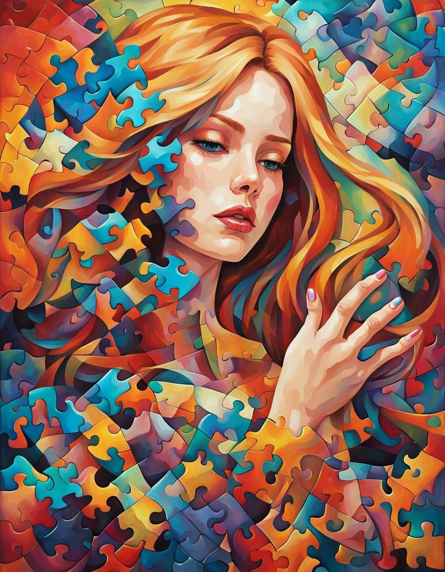 Jigsaw puzzle the girl - AI Generated Artwork - NightCafe Creator