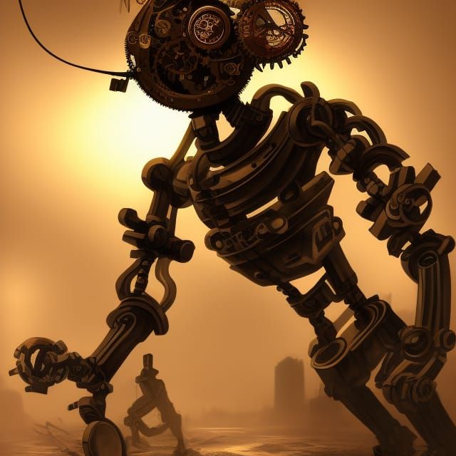 clockwork humanoid war forged robot 8k resolution concept art dynamic ...