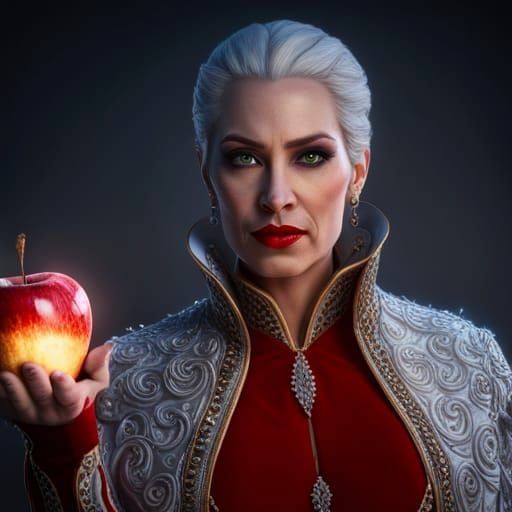 Snowwhite's stepmom offering an apple - AI Generated Artwork ...