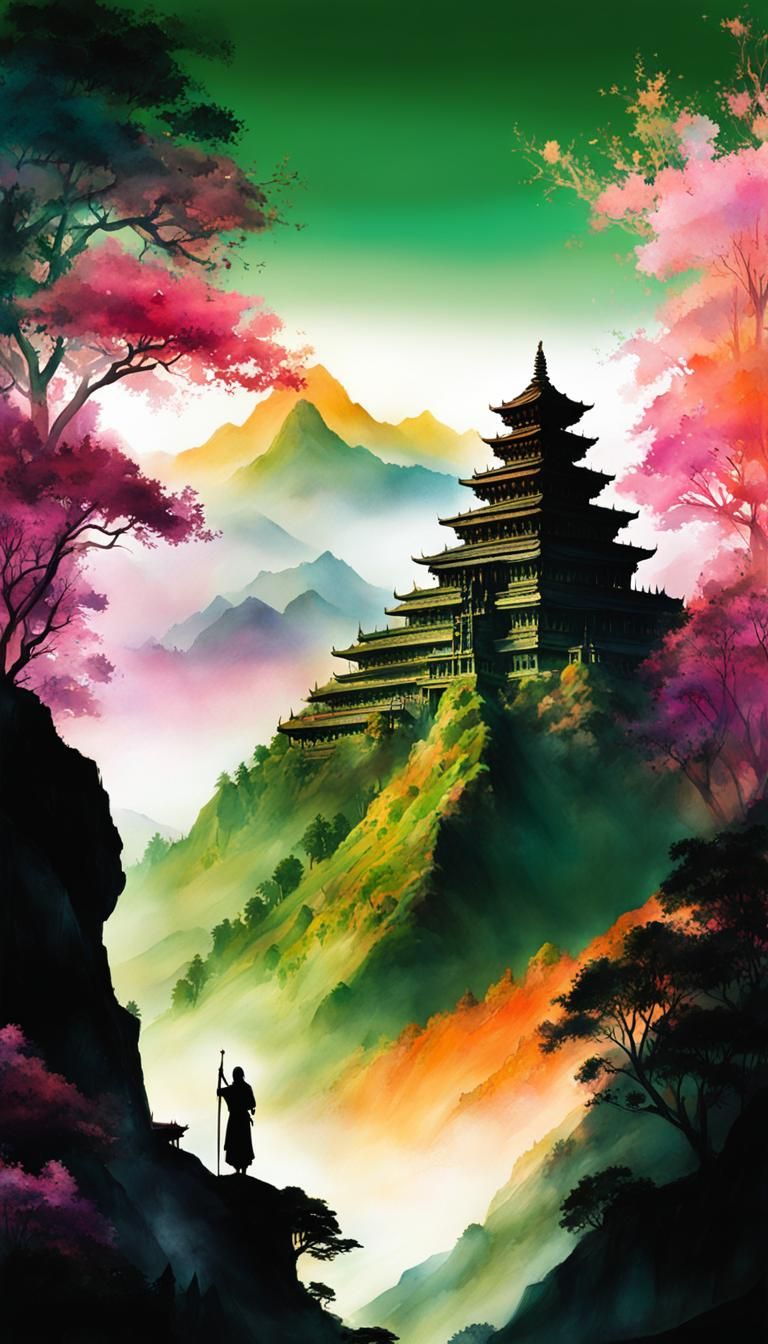 watercolor mountain landscape