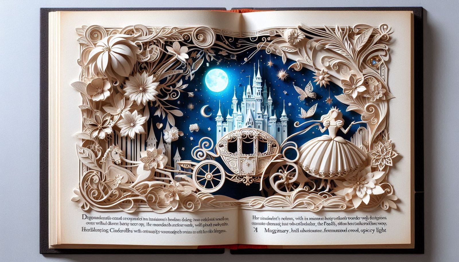 Cutout book pages art - Cinderella's world