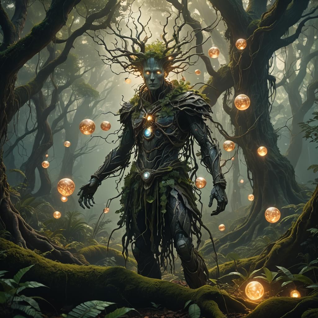 Mystical Creator in Ancient Forest Concept Art