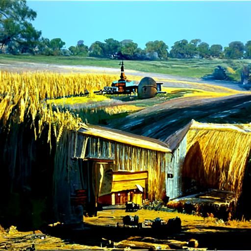peaceful grain farm in the american midwest