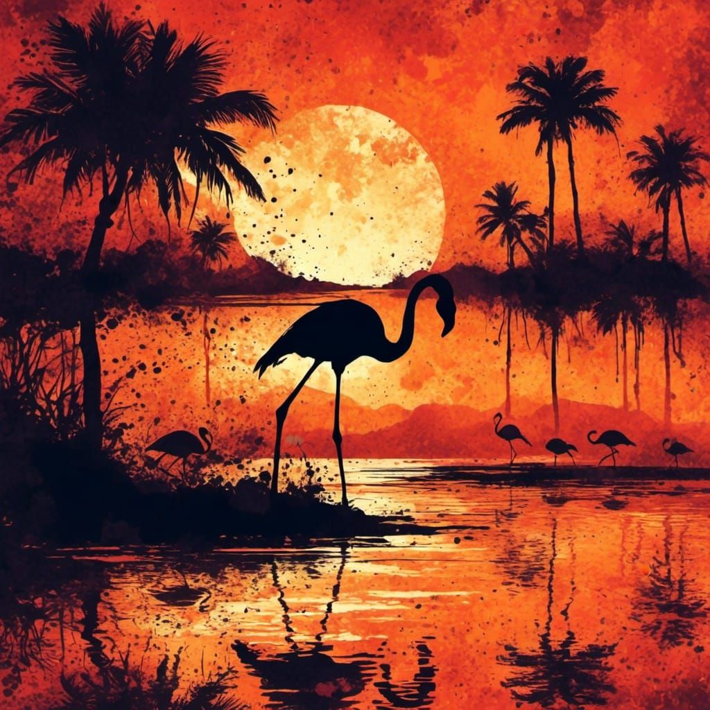 Flamingo silhouettes in all Orange